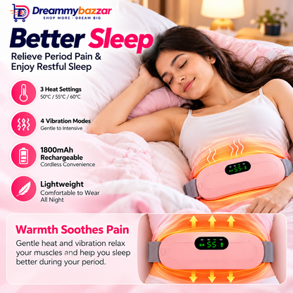 Women's Menstrual Heating Belt with 3 Heat Settings & 4 Vibration Massage Modes