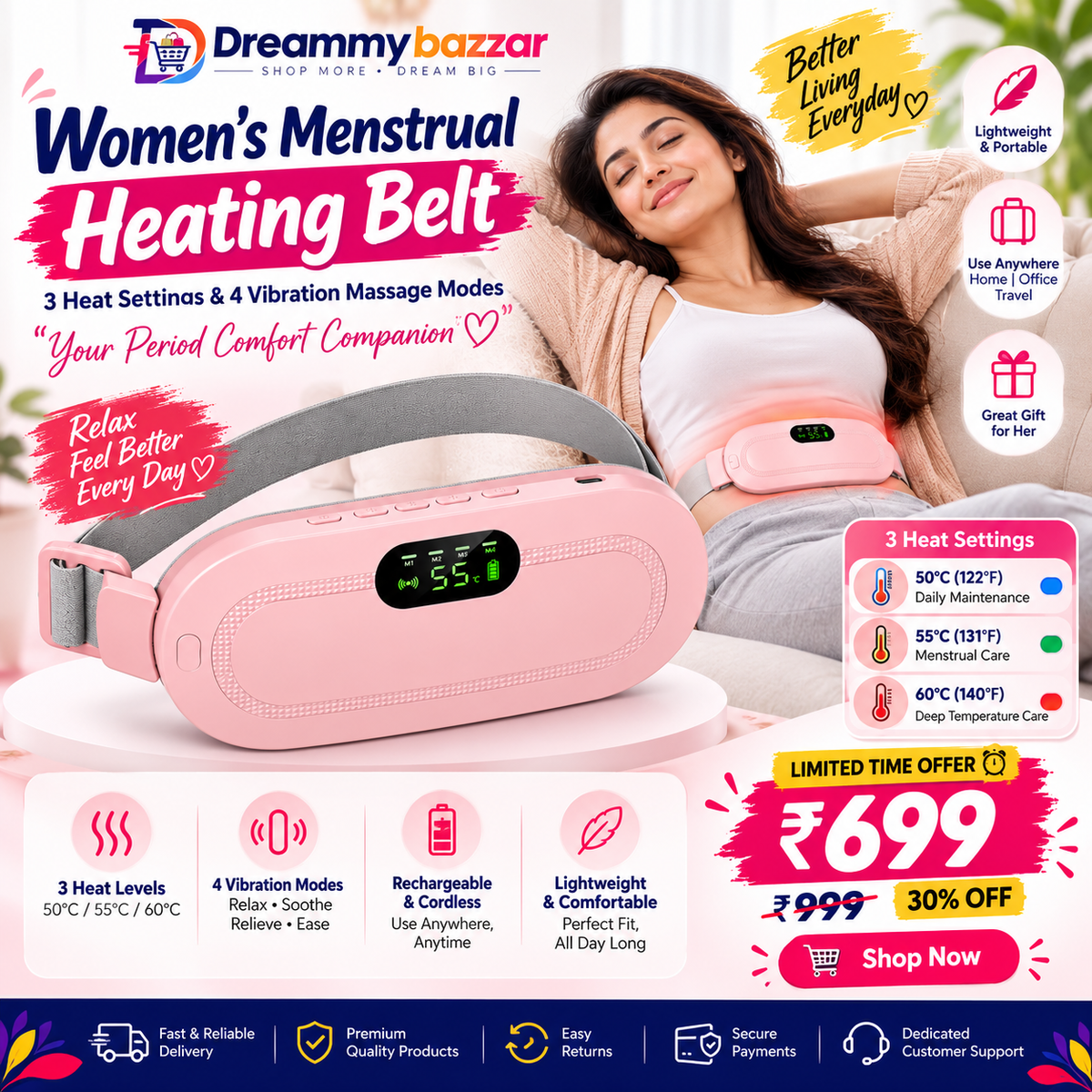 Women's Menstrual Heating Belt with 3 Heat Settings & 4 Vibration Massage Modes