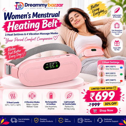 Women's Menstrual Heating Belt with 3 Heat Settings & 4 Vibration Massage Modes