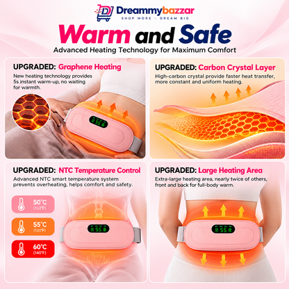 Women's Menstrual Heating Belt with 3 Heat Settings & 4 Vibration Massage Modes